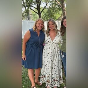 Max Studio White Floral V-Neck Maxi Dress